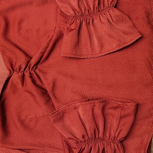 Saltwater Luxe Red-Orange Dotted Blouse, S - Picture 12 of 16